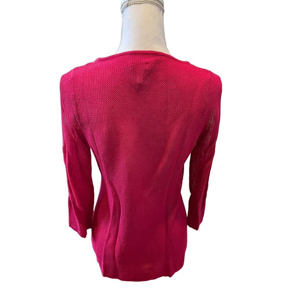 Chicos Long Open Knit Sweater Raspberry S - Picture 4 of 6